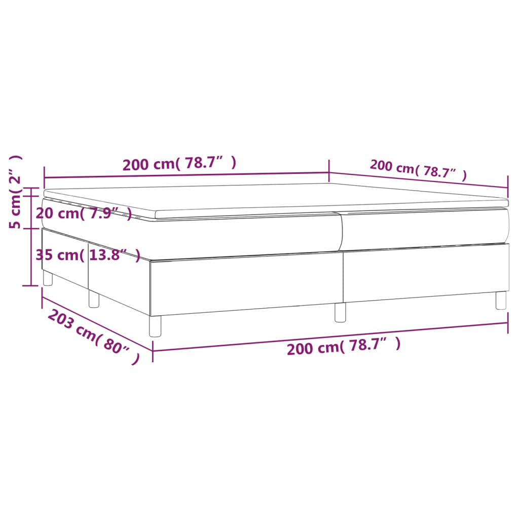 Pat box spring cu saltea, crem, 200x200 cm, textil