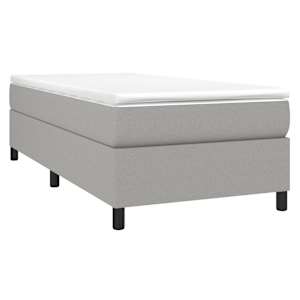 vidaXL Box Spring Bed with Mattress Light Grey 100x190 cm Twin Fabric
