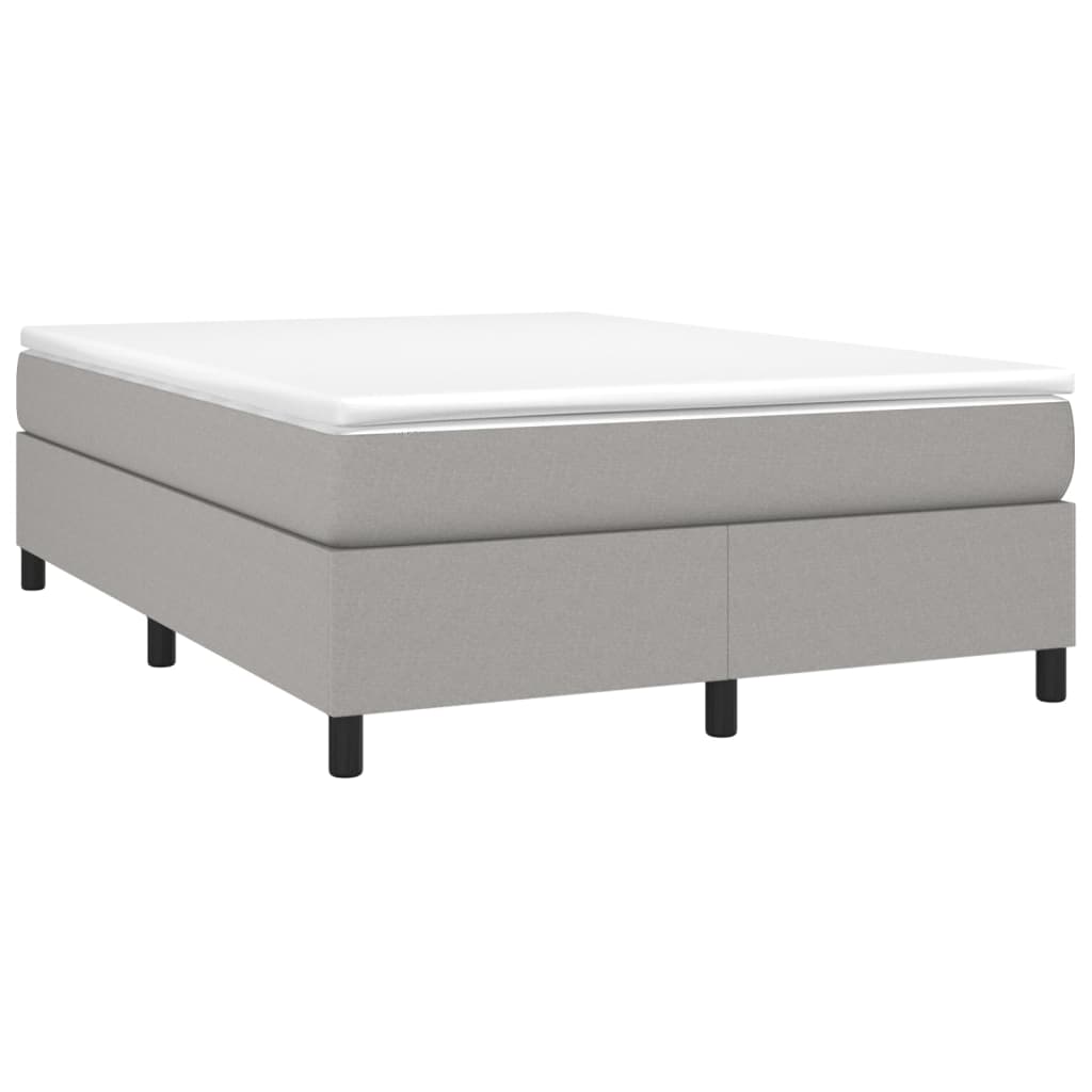 vidaXL Box Spring Bed with Mattress Light Gray 53.9"x74.8" Full Fabric