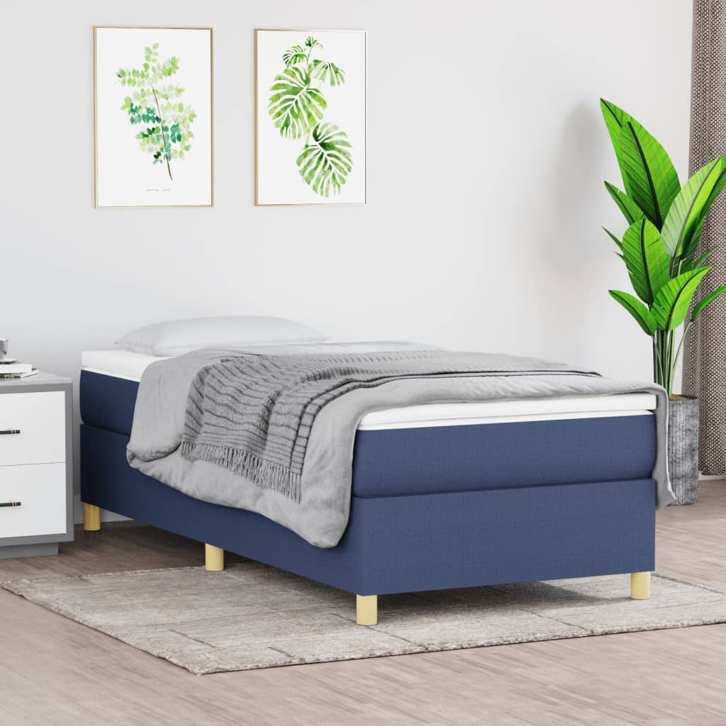 vidaXL Boxspringbett mit Matratze Blau 80x200 cm Stoff