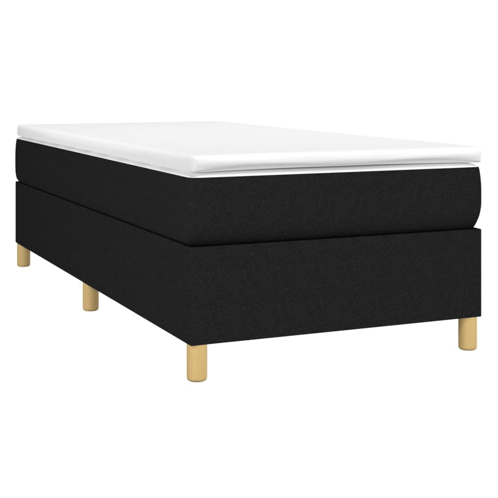fekete szövet rugós ágy matraccal 90x190 cm