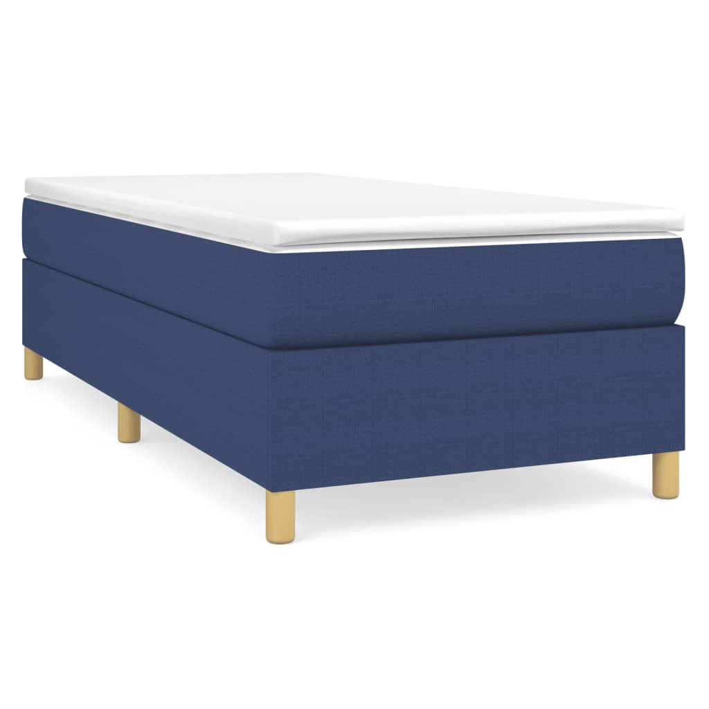 vidaXL Boxspring met matras stof blauw 90x190 cm