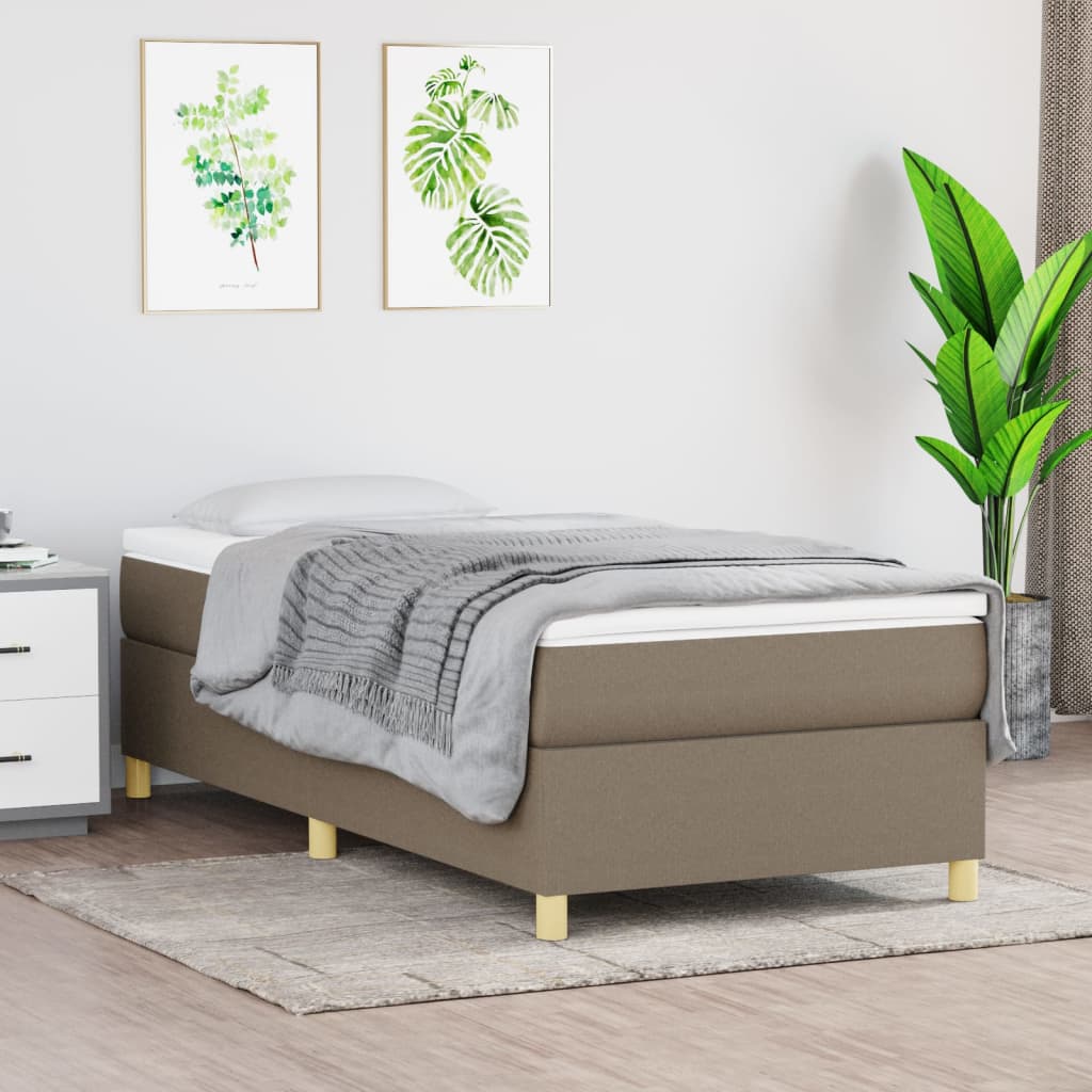 Tópszínű szövet rugós ágy matraccal 90 x 200 cm 
