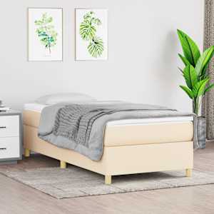 Box spring postelja z vzmetnico krem 90x200 cm blago