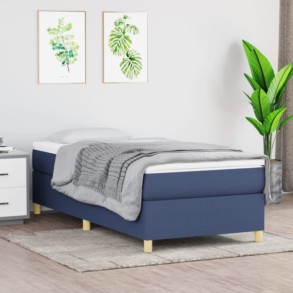 Boxspringbett mit Matratze Blau 90×200 cm Stoff