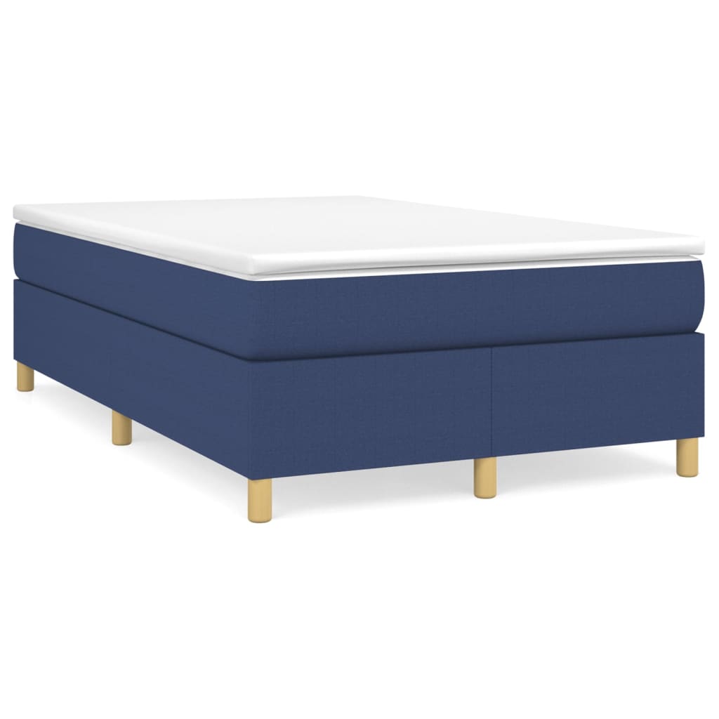 kék szövet rugós ágy matraccal 120 x 200 cm