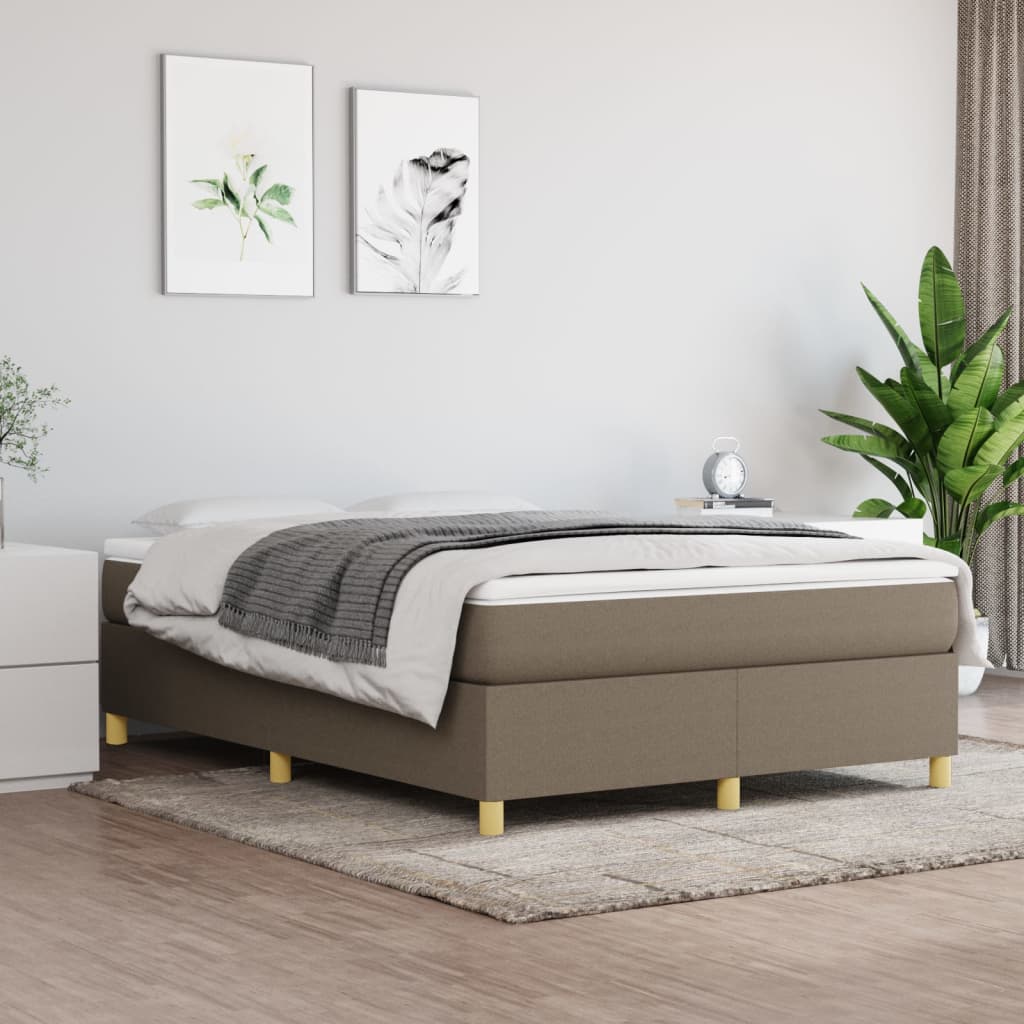 Lit à sommier tapissier avec matelas Taupe 140x200 cm Tissu