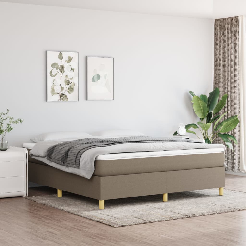 vidaXL Boxspringbett mit Matratze Taupe 180x200 cm Stoff