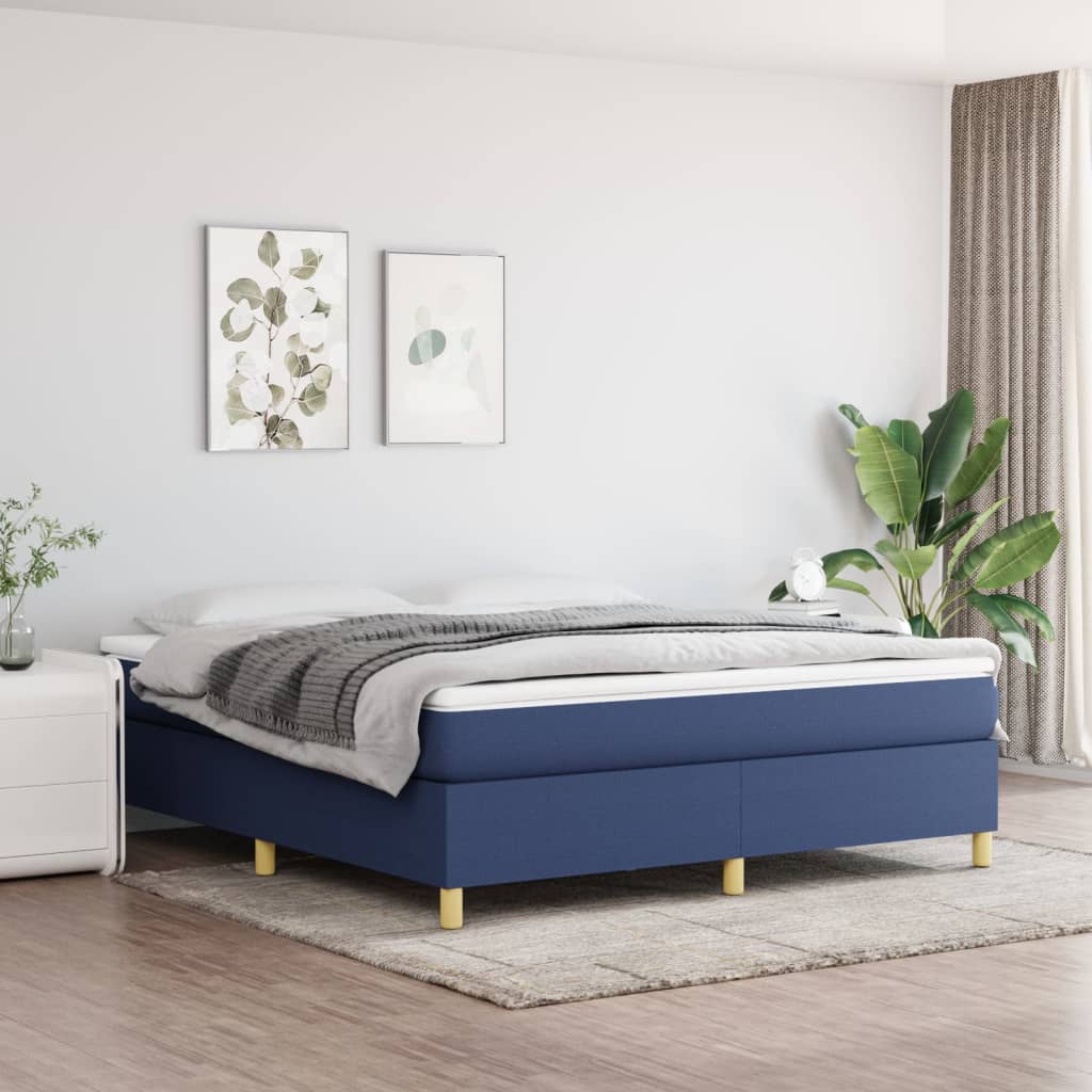 Boxspringbett mit Matratze Blau 180×200 cm Stoff