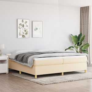 Box spring postelja z vzmetnico krem 200x200 cm blago