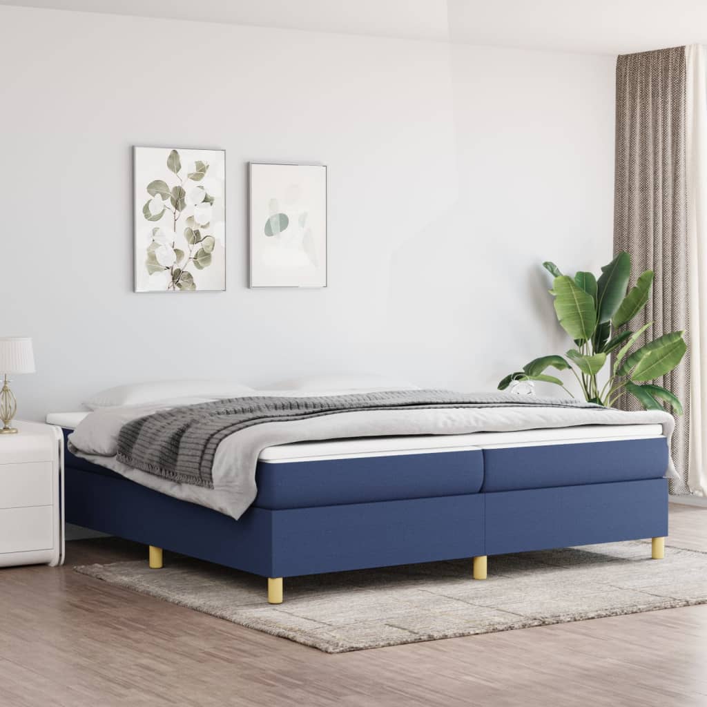 Boxspringbett mit Matratze Blau 200×200 cm Stoff