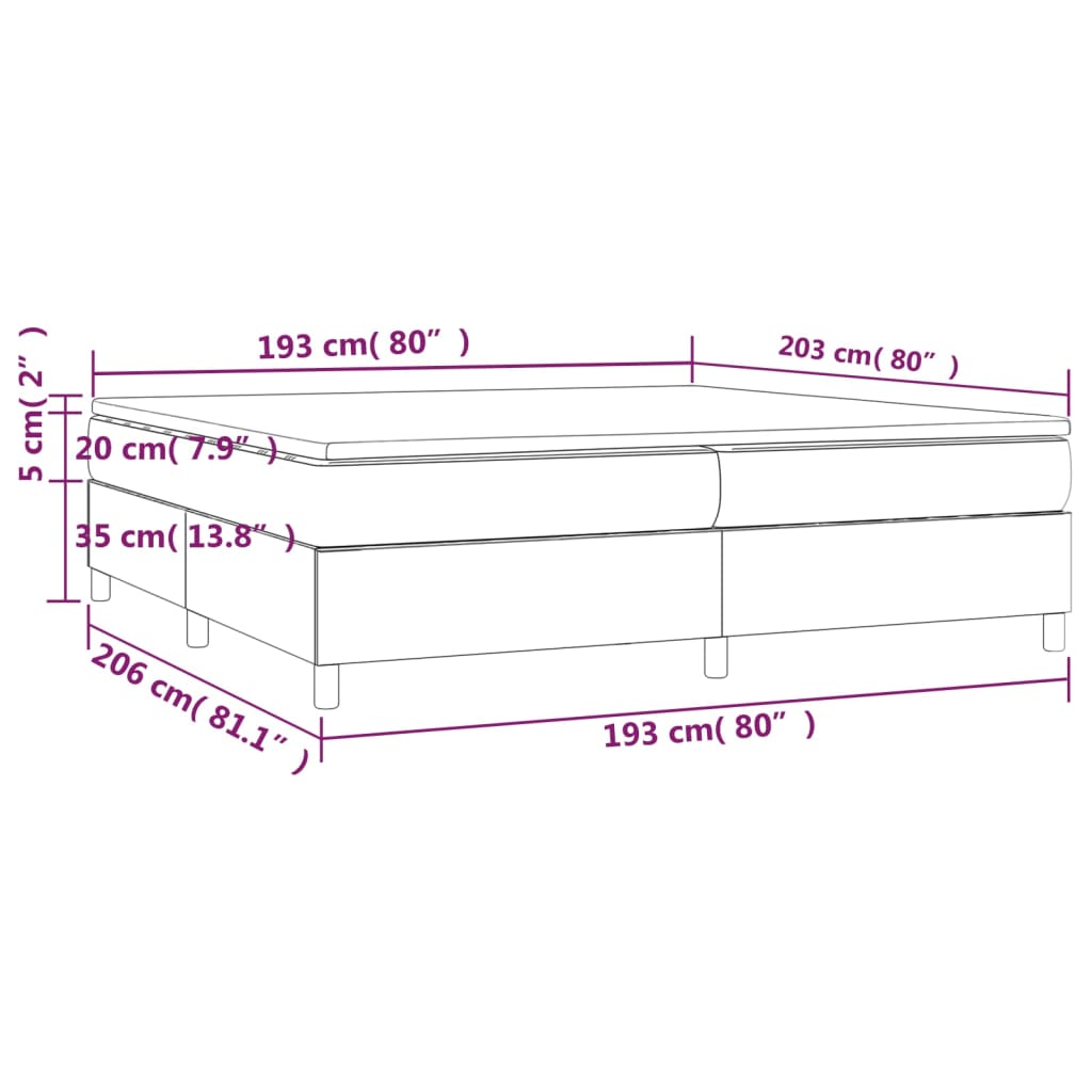 Box Spring Bed with Mattress Dark Gray - Image 10