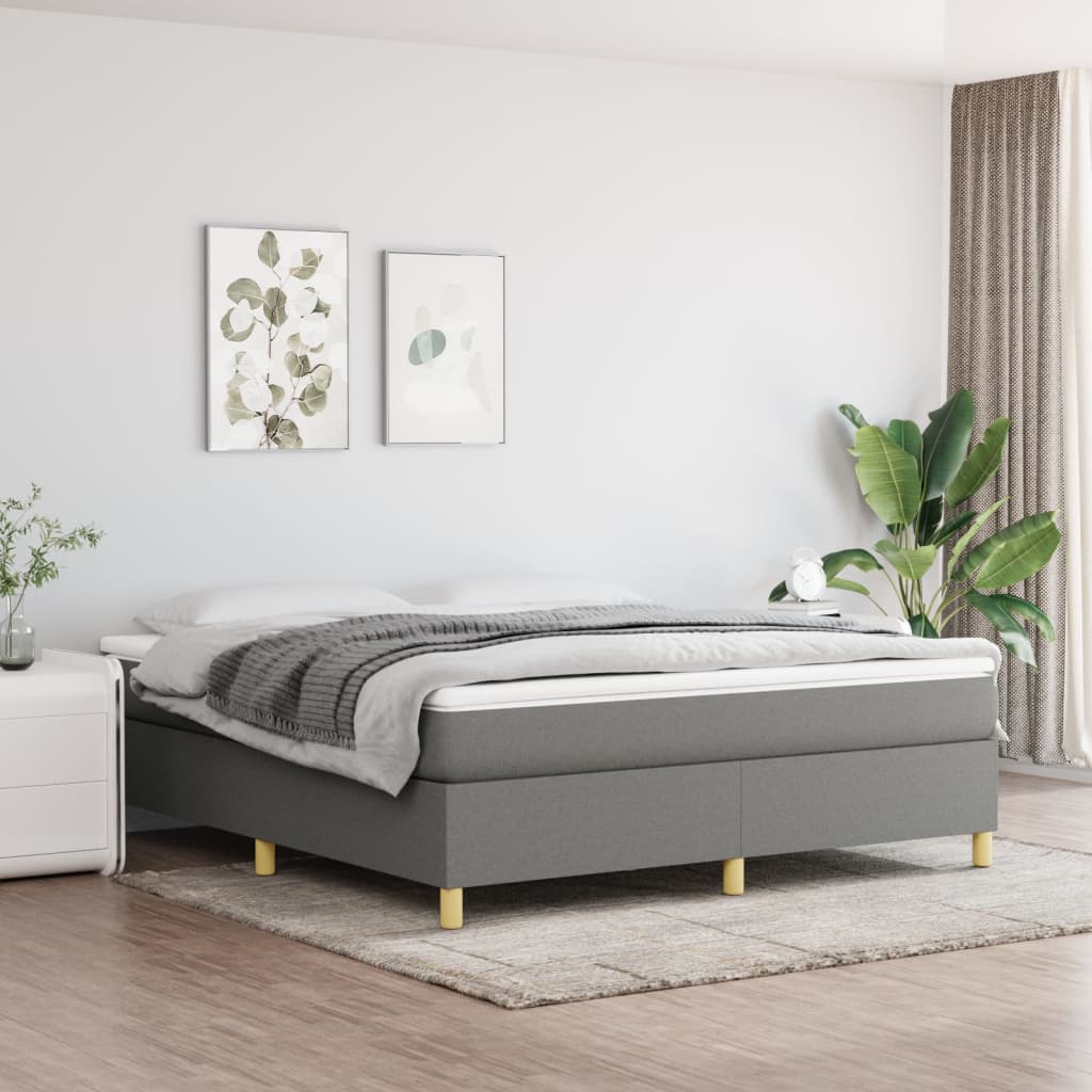 Box Spring Bed with Mattress Dark Gray
