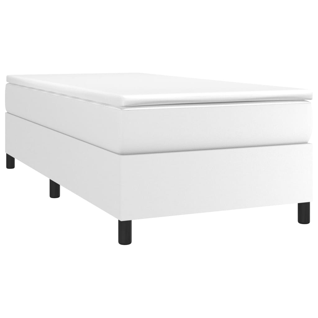 Pat box spring cu saltea, alb, 80x200 cm, piele ecologică