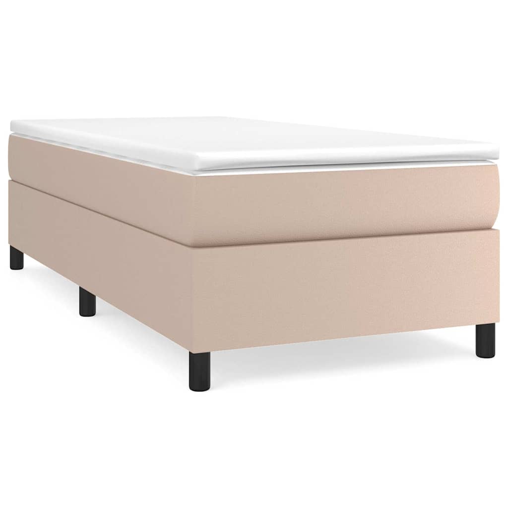 vidaXL Boxspring met matras kunstleer cappuccinokleurig 90x200 cm bruin, foto 3
