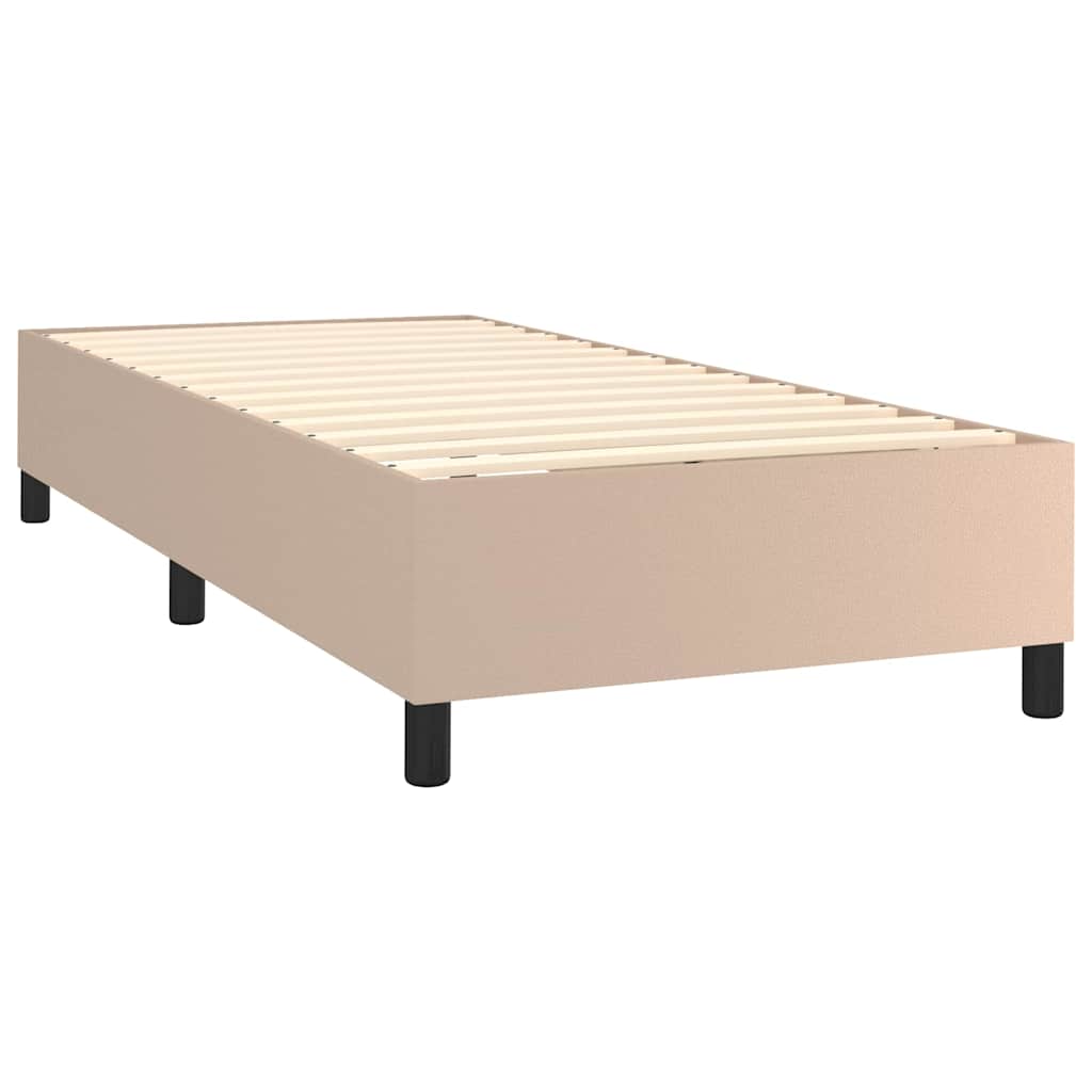 vidaXL Boxspring met matras kunstleer cappuccinokleurig 90x200 cm bruin, foto 4