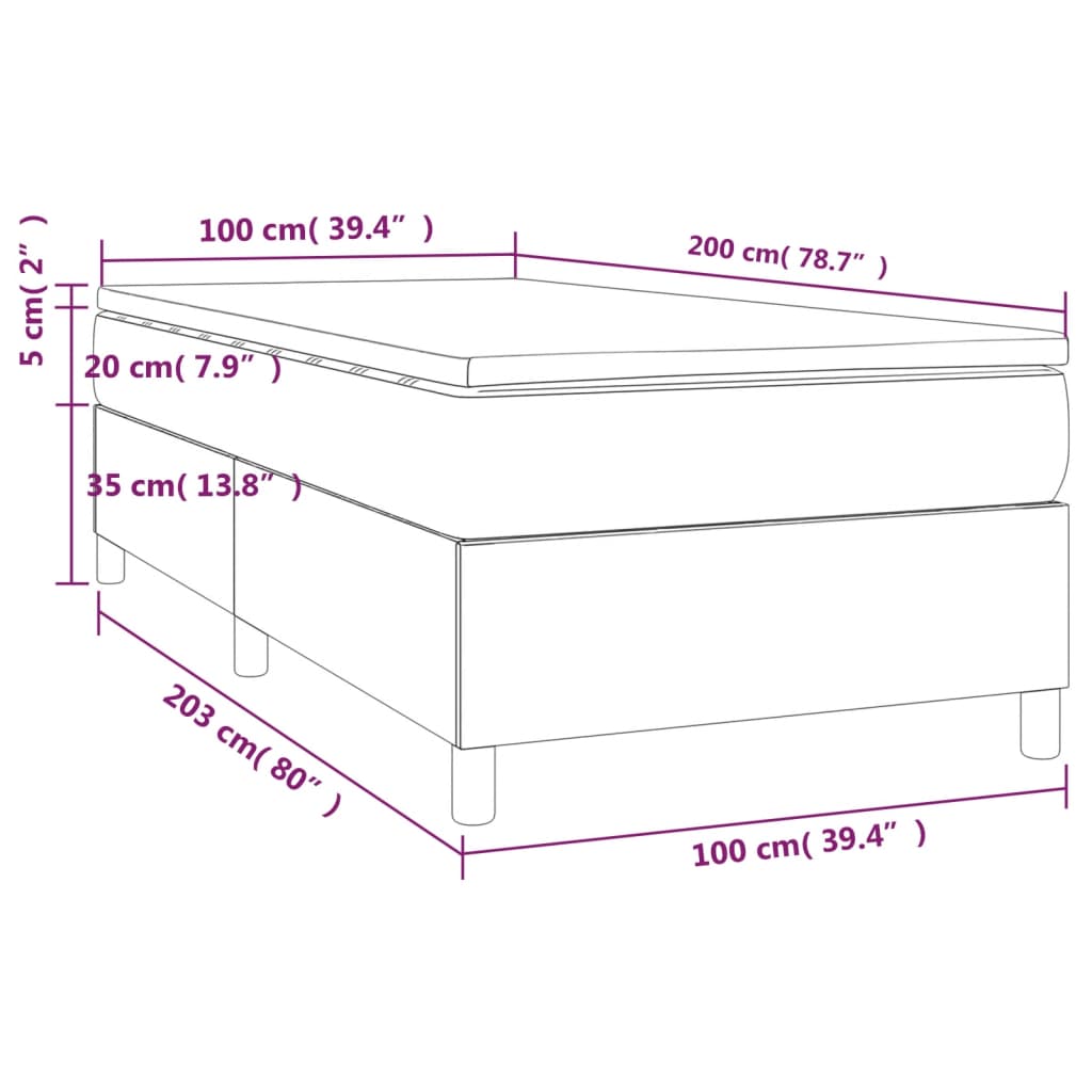 Krevet s oprugama i madracem krem 100x200 cm od umjetne kože