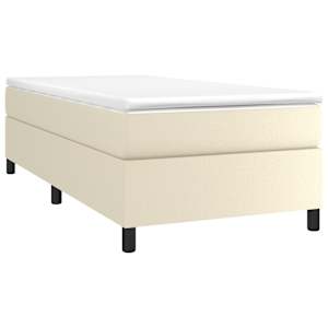 vidaXL Pat box spring cu saltea, crem, 100x200 cm, piele ecologică