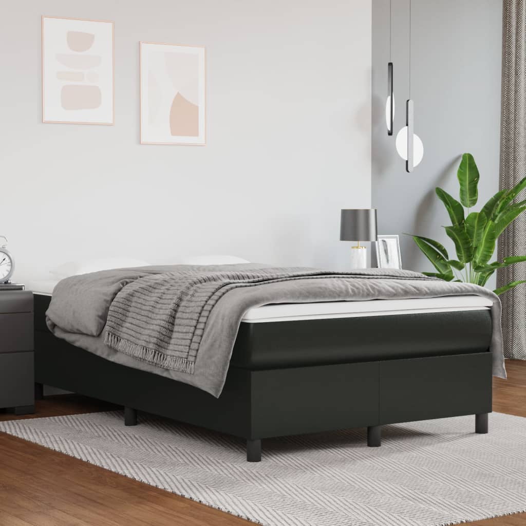 vidaXL Pat box spring cu saltea, negru, 120x200 cm, piele ecologică