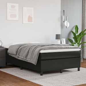 Box spring postelja z vzmetnico črna 120x200 cm umetno usnje