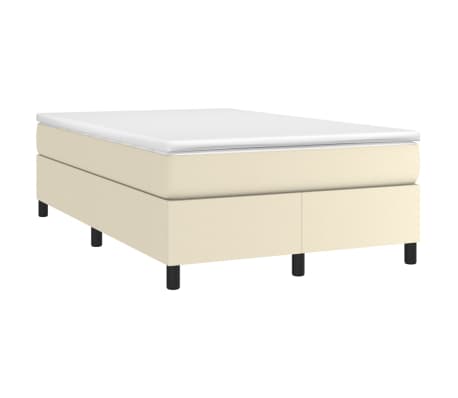 vidaXL Lova su spyruoklėmis/čiužiniu, kreminė, 120x200cm, dirbtinė oda