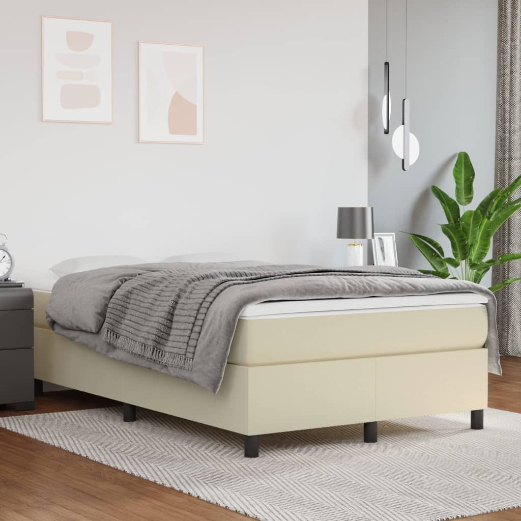 Box spring postel s matrací krémová 120x200 cm umělá kůže