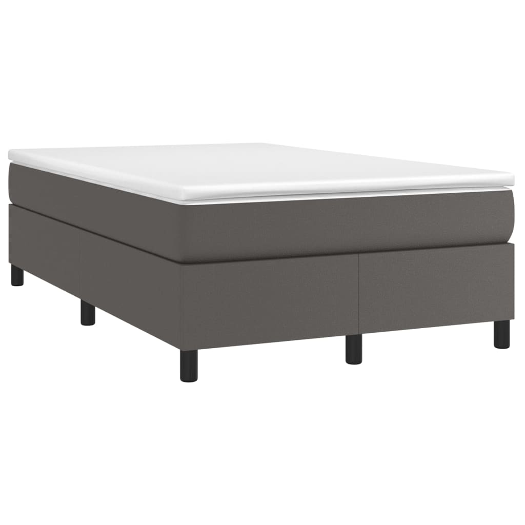 Pat box spring cu saltea, gri, 120x200 cm, piele ecologică