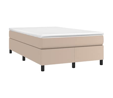 vidaXL Pat box spring cu saltea, cappuccino, 120x200cm piele ecologică