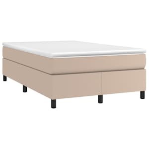 vidaXL Pat box spring cu saltea, cappuccino, 120x200cm piele ecologică