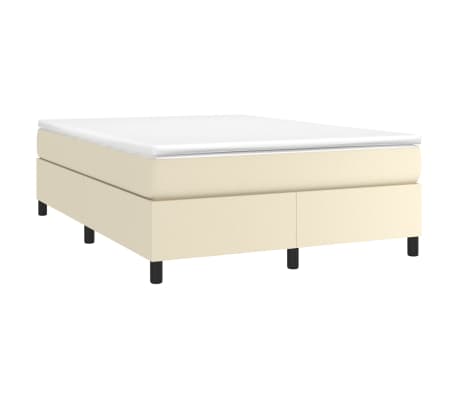vidaXL Boxspring met matras kunstleer cr&egrave;mekleurig 140x190 cm