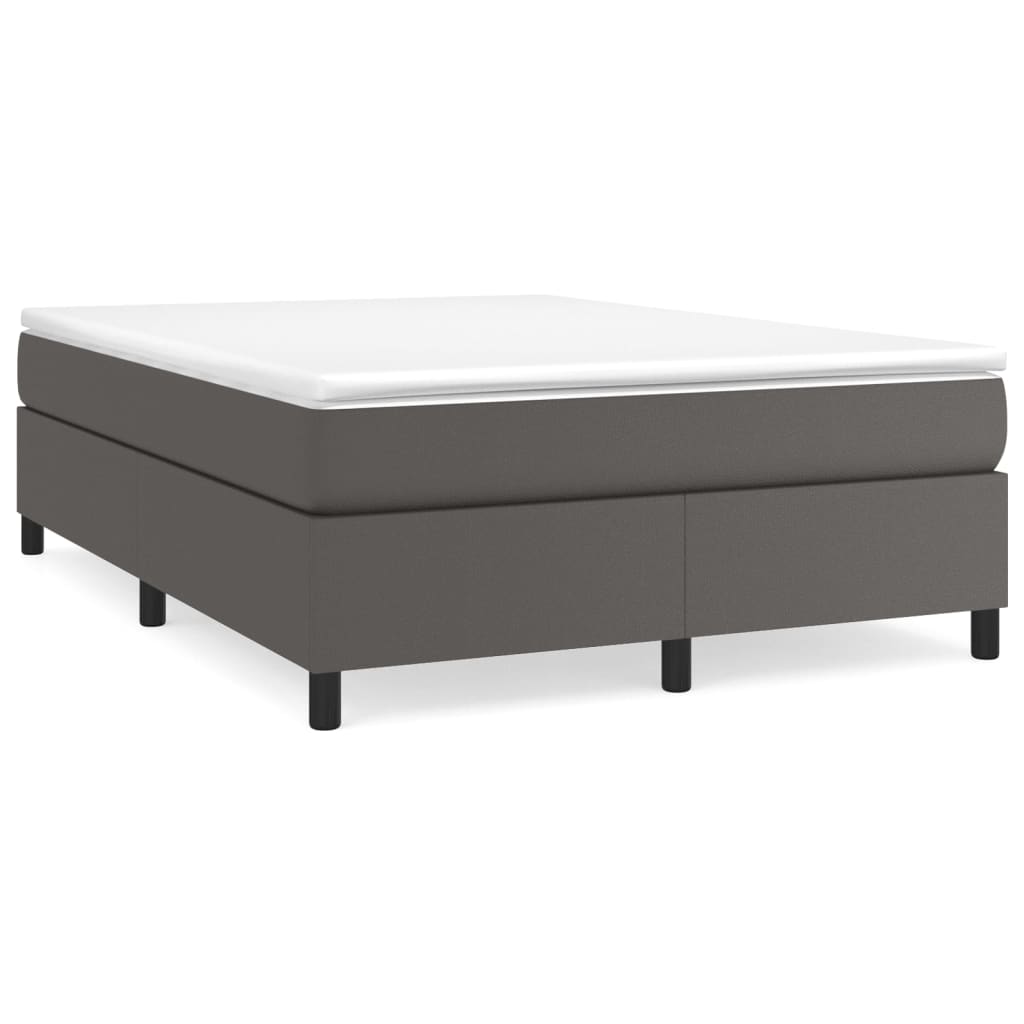 vidaXL Box spring postelja z vzmetnico siva 140x190 cm umetno usnje