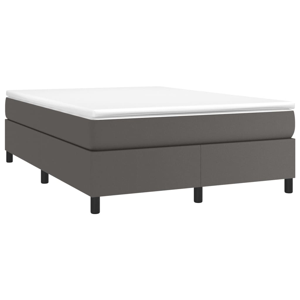 vidaXL Boxspring met matras kunstleer grijs 140x190 cm afbeelding