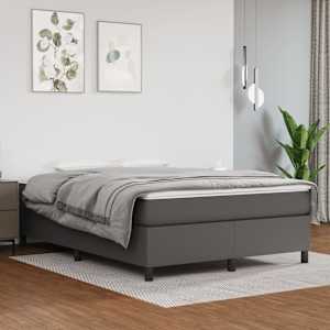 Box spring postel s matrací šedá 140 x 190 cm umělá kůže - obrázek 1