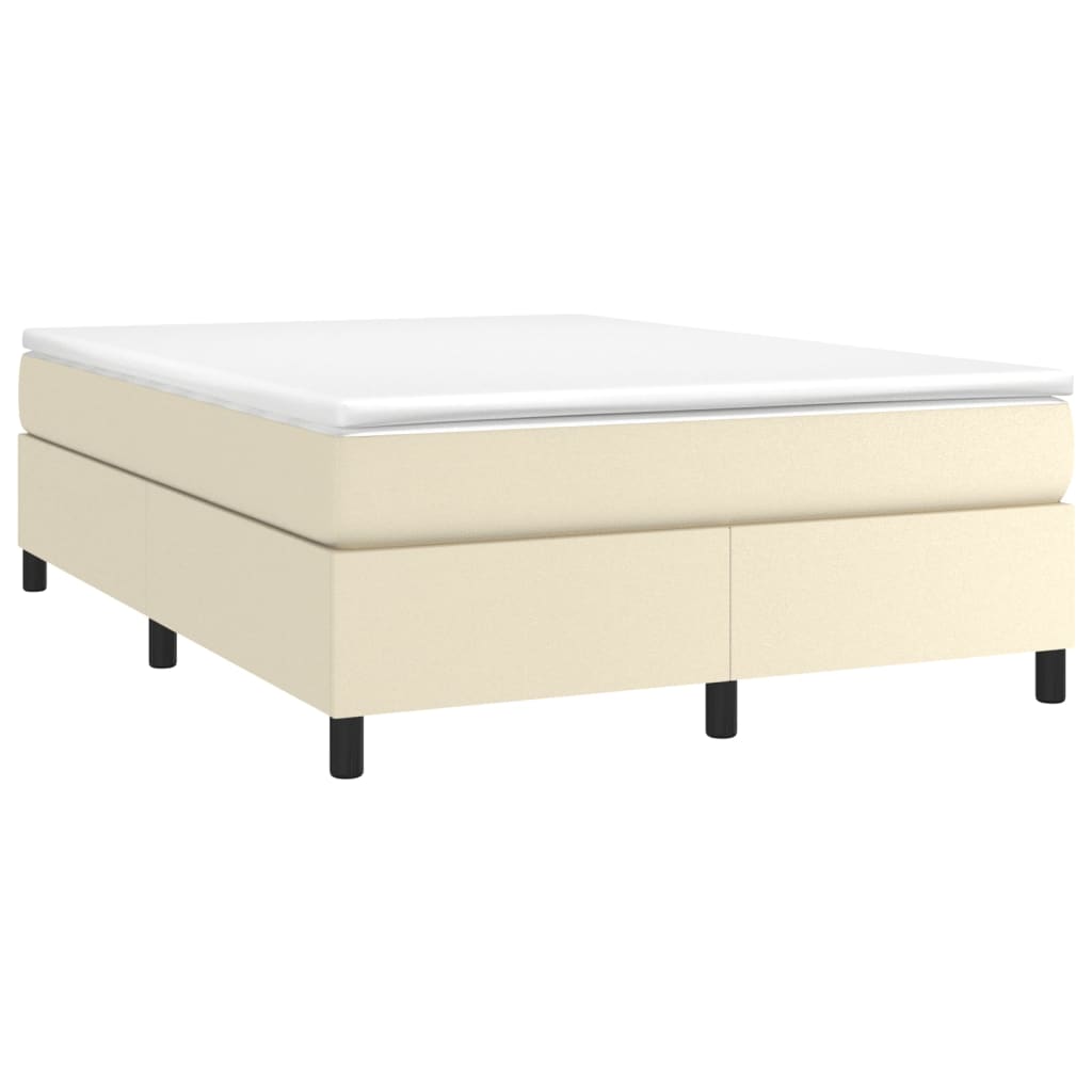 Pat box spring cu saltea, crem, 140x200 cm, piele ecologică