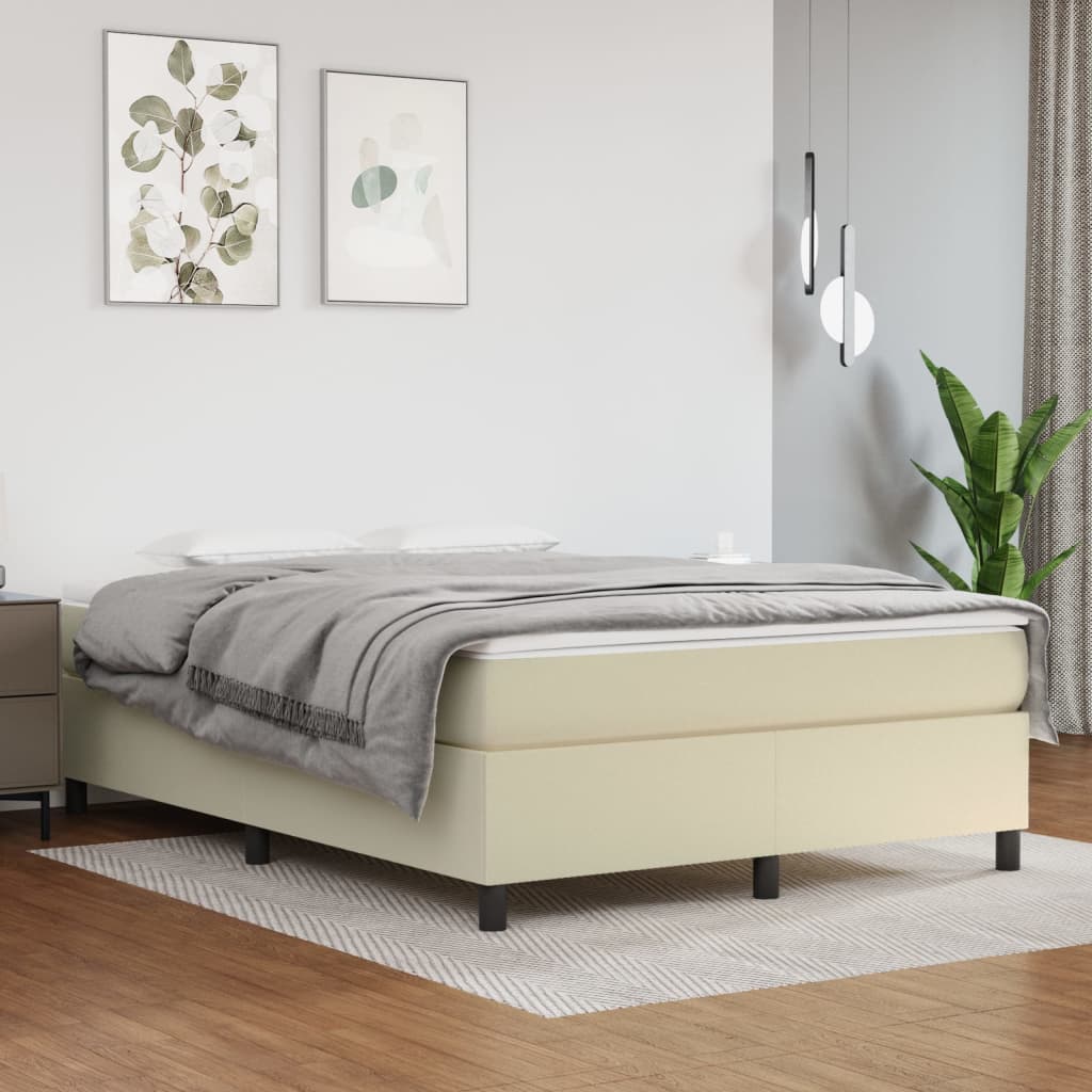 Box spring postel s matrací krémová 140x200 cm umělá kůže