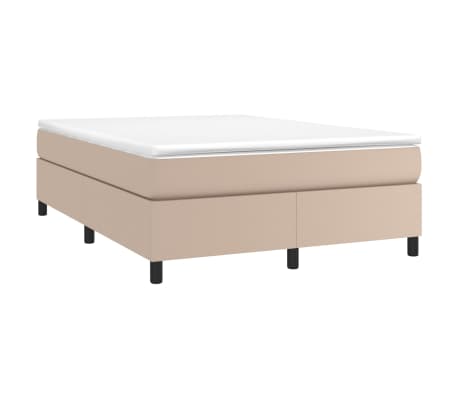 vidaXL Boxspring met matras kunstleer cappuccinokleurig 140x200 cm