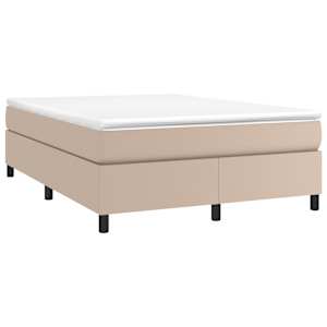 vidaXL Boxspring met matras kunstleer cappuccinokleurig 140x200 cm