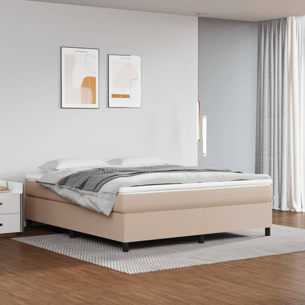 Vidaxl Pat Box Spring Cu Saltea, Cappuccino, 160x200cm Piele Ecologica