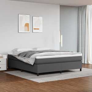Box spring postel s matrací šedá 180x200 cm umělá kůže - obrázek 1