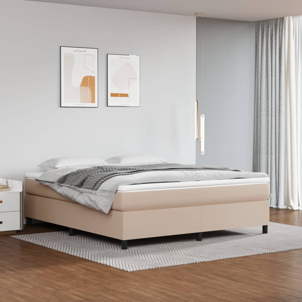 vidaXL Box spring postel s matrací cappuccino 180 x 200 cm umělá kůže