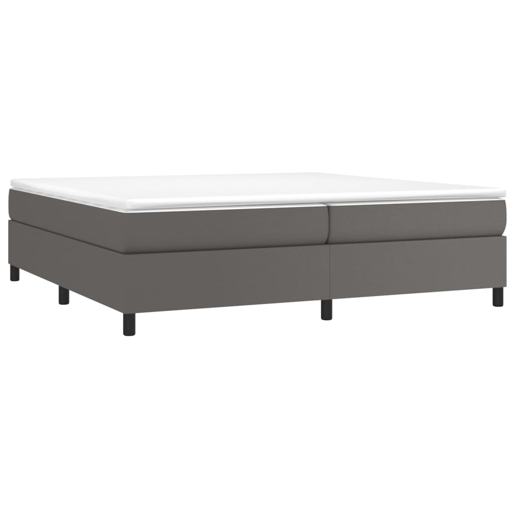 vidaXL Boxspring met matras kunstleer grijs 200x200 cm afbeelding