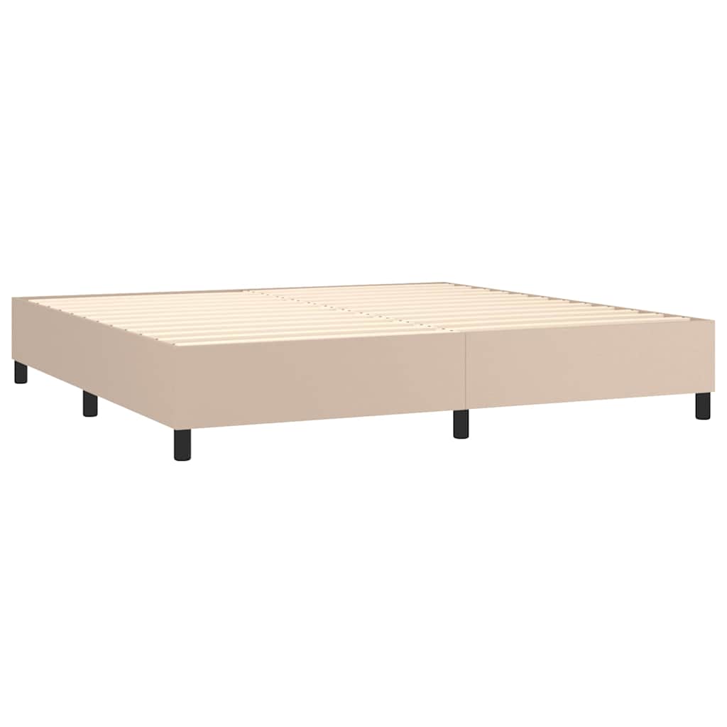 vidaXL Boxspring met matras kunstleer cappuccinokleurig 200x200 cm bruin, foto 4