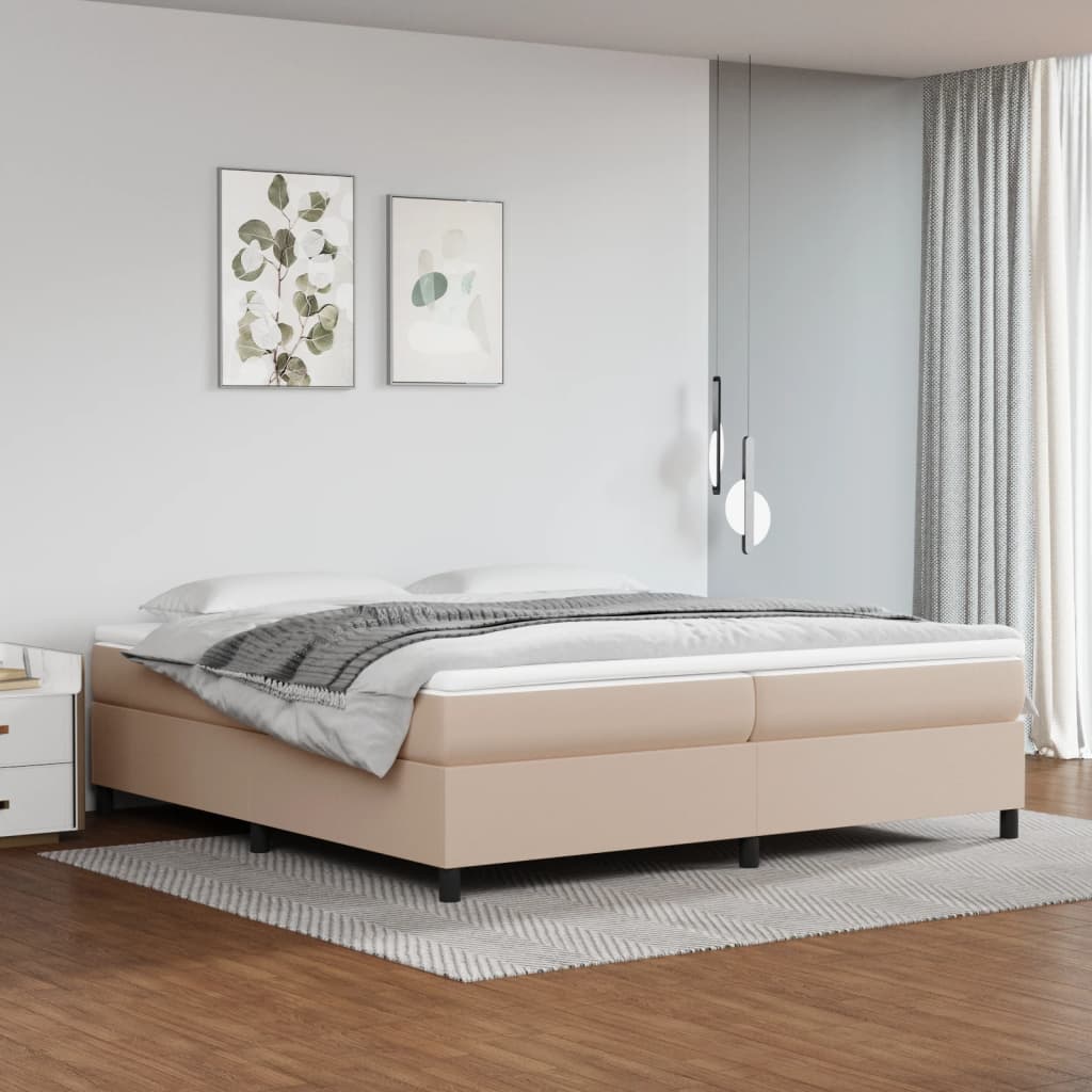 Box spring postel s matrací cappuccino 200 x 200 cm umělá kůže