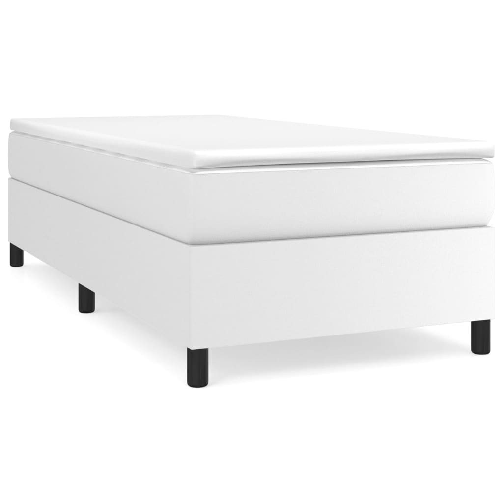 VidaXL Sommier à Ressorts Avec Matelas Blanc 100x190 Cm Similicuir