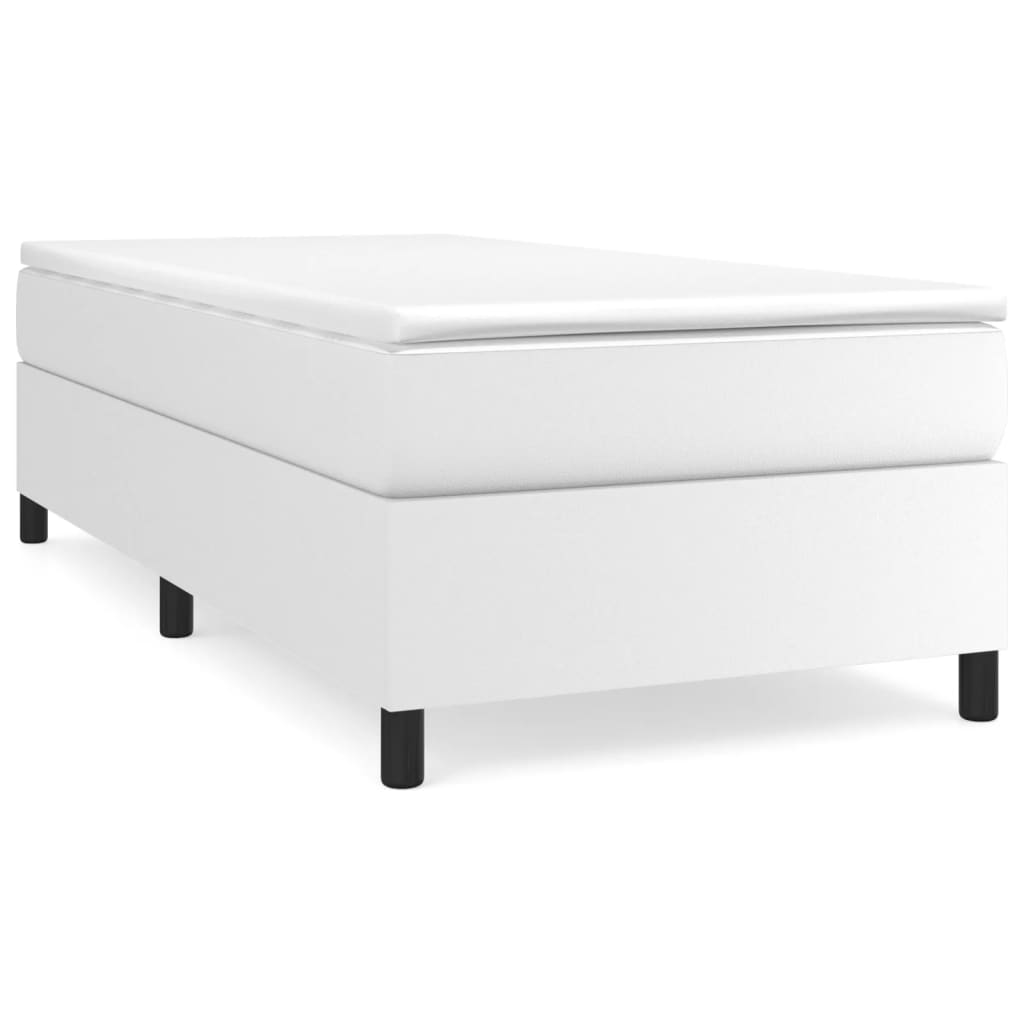 VidaXL Box Spring Bed With Mattress White 39.4x79.9 Twin XL Faux Leather