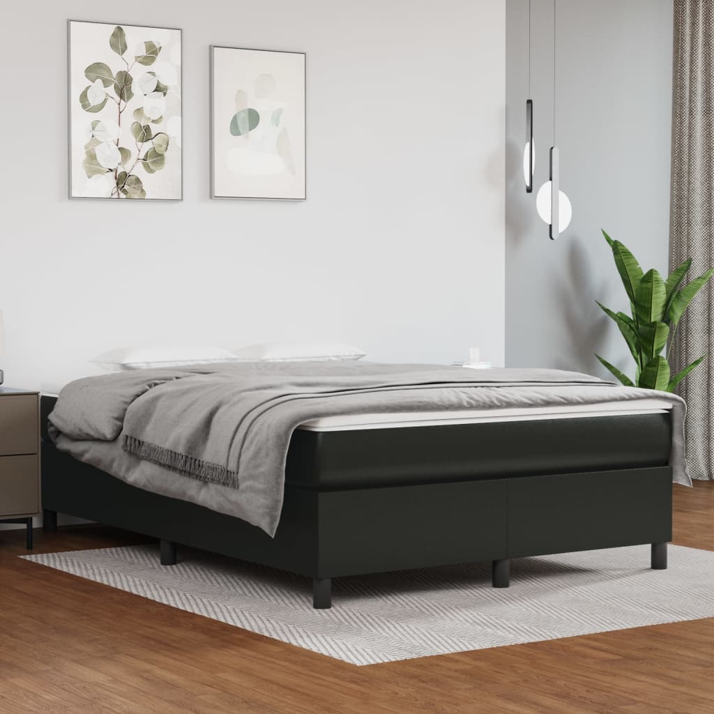 vidaXL Box Spring Bed with Mattress Black 152×203 cm Queen Faux Leather