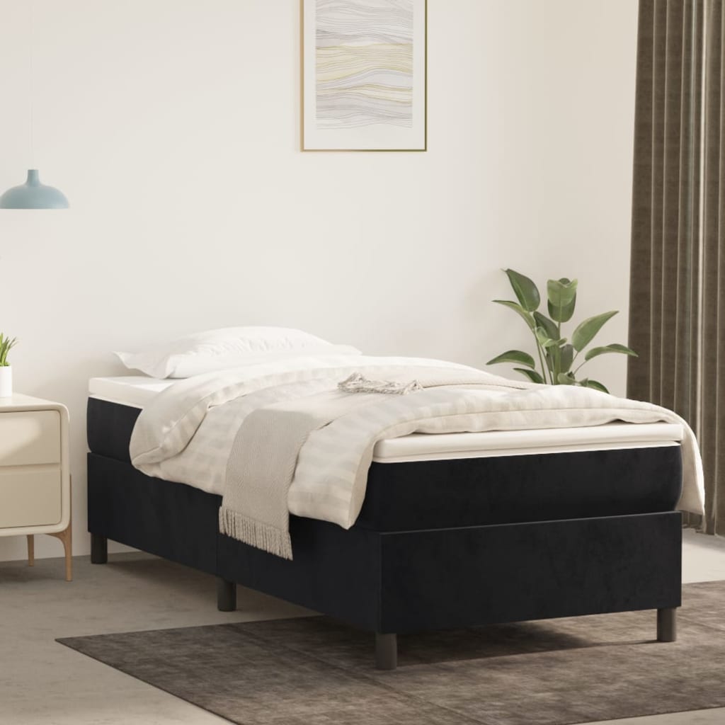 Box spring postel s matrací černá 80 x 200 cm samet