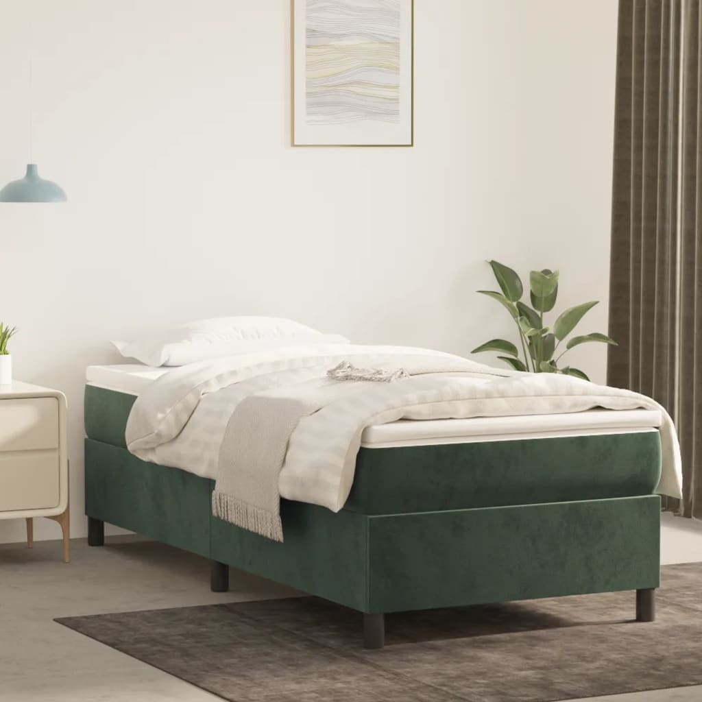 Boxspringbett mit Matratze Dunkelgrün 80×200 cm Samt