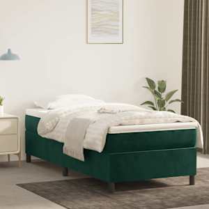 Box spring postel s matrací tmavě zelená 80 x 200 cm samet - obrázek 1