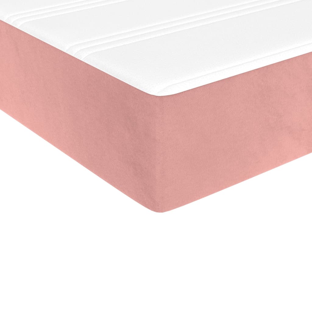 Rózsaszín bársony rugós ágy matraccal 80 x 200 cm 